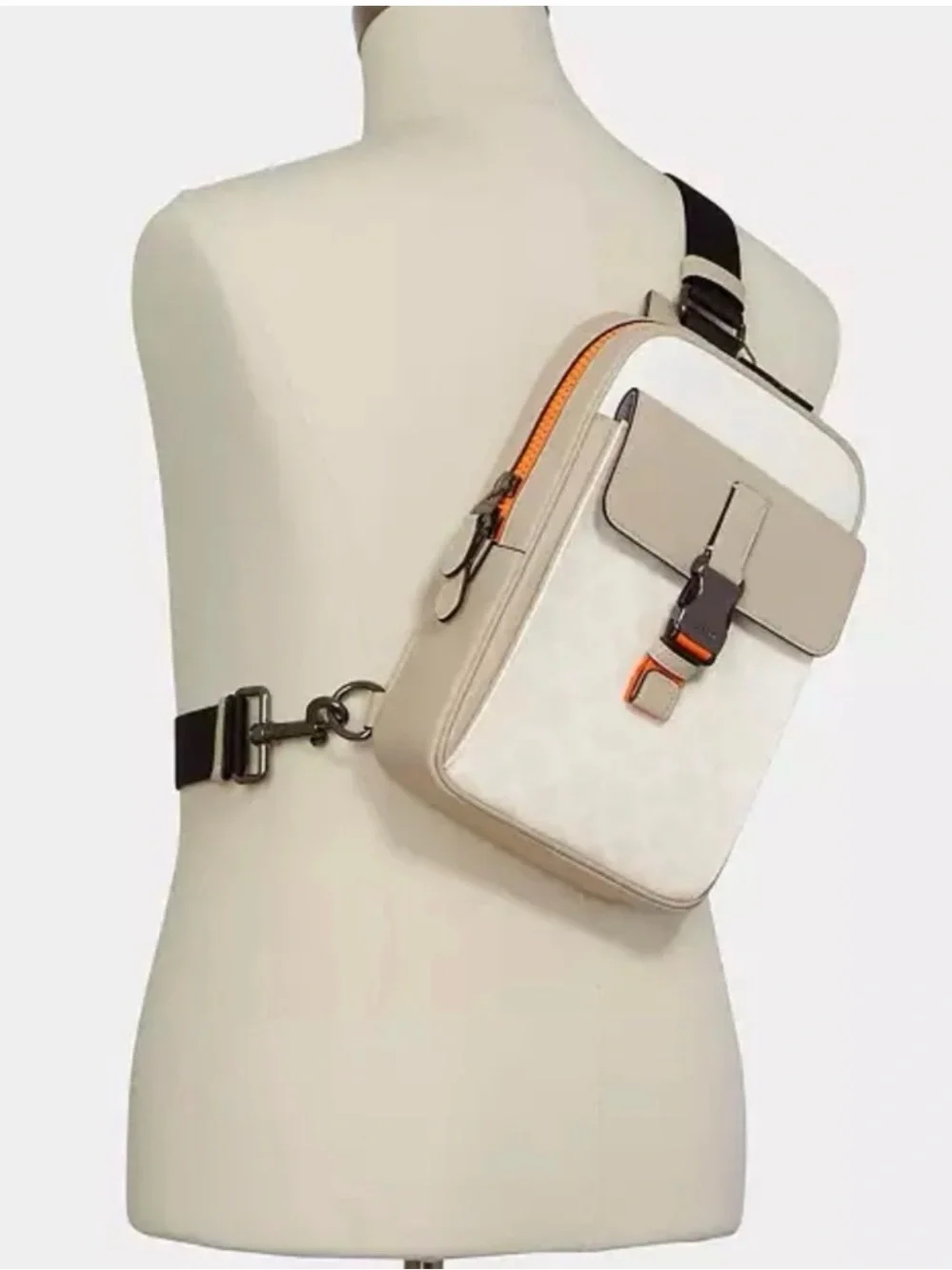 Coach Men’s Compact Crossbody in Cream, Beige and Black